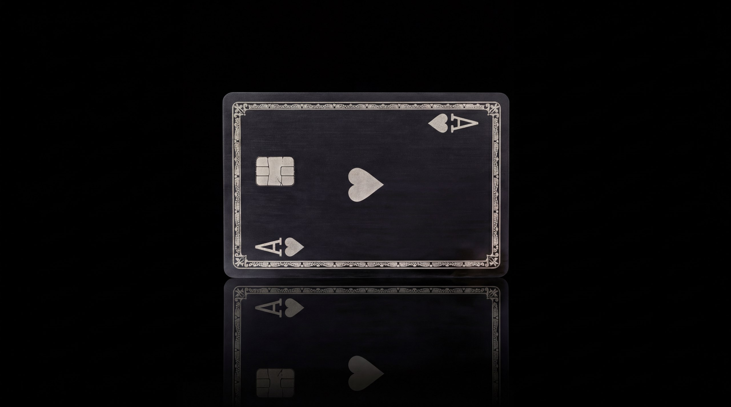 Ace of hearts black metal playing card debit card