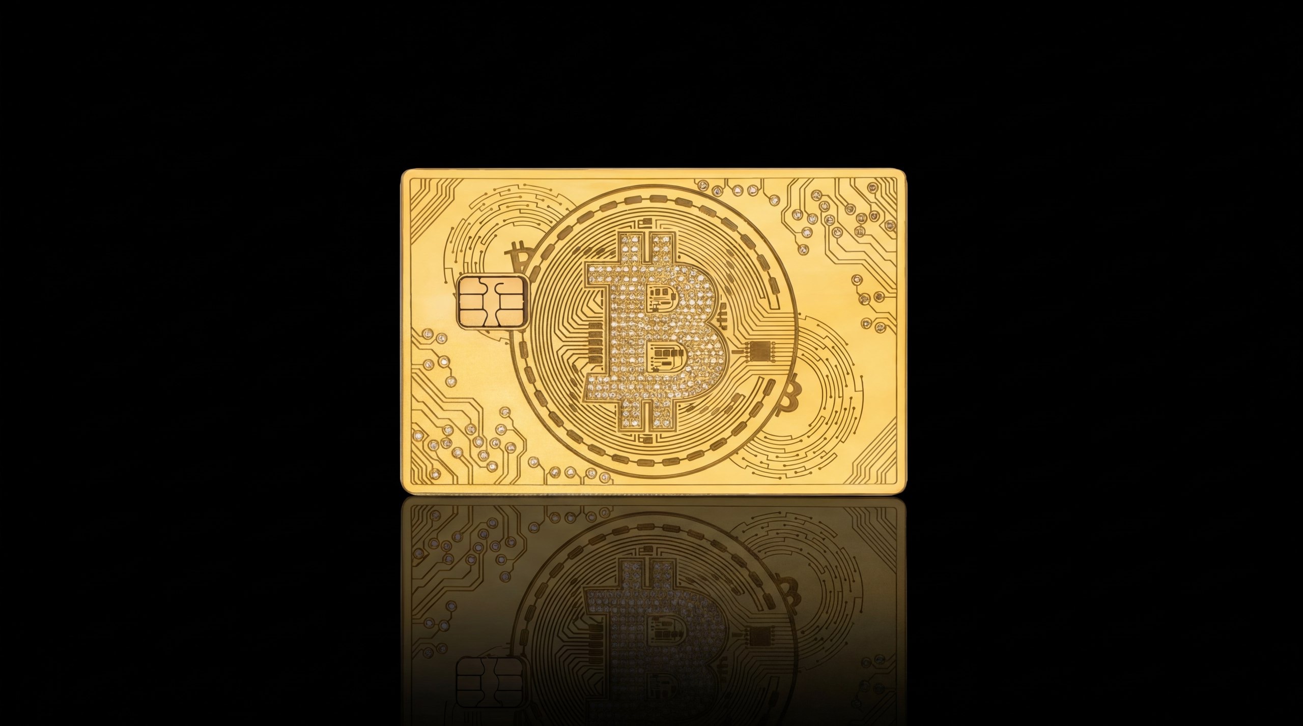 Gold Bitcoin diamond encrusted metal debit card