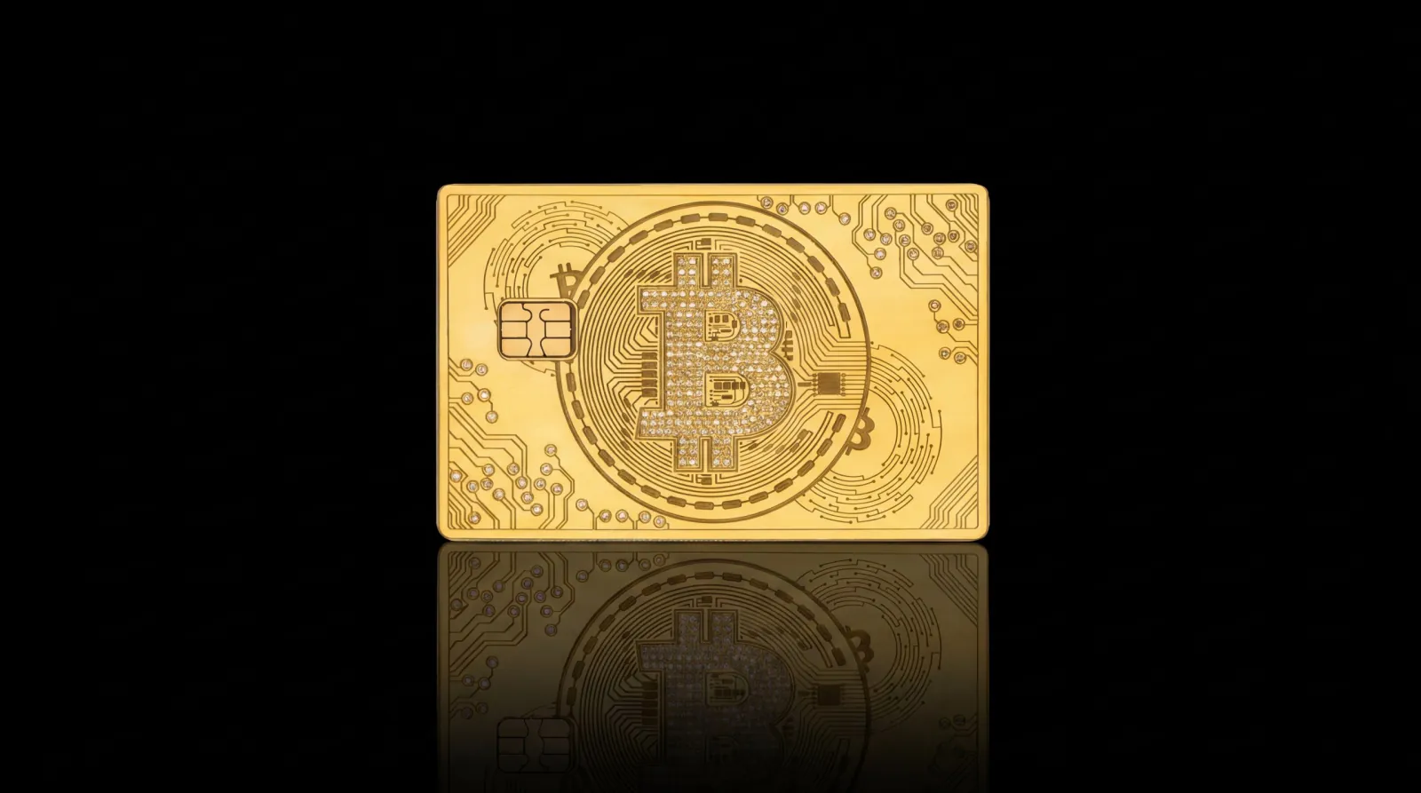 Gold Bitcoin diamond encrusted metal debit card