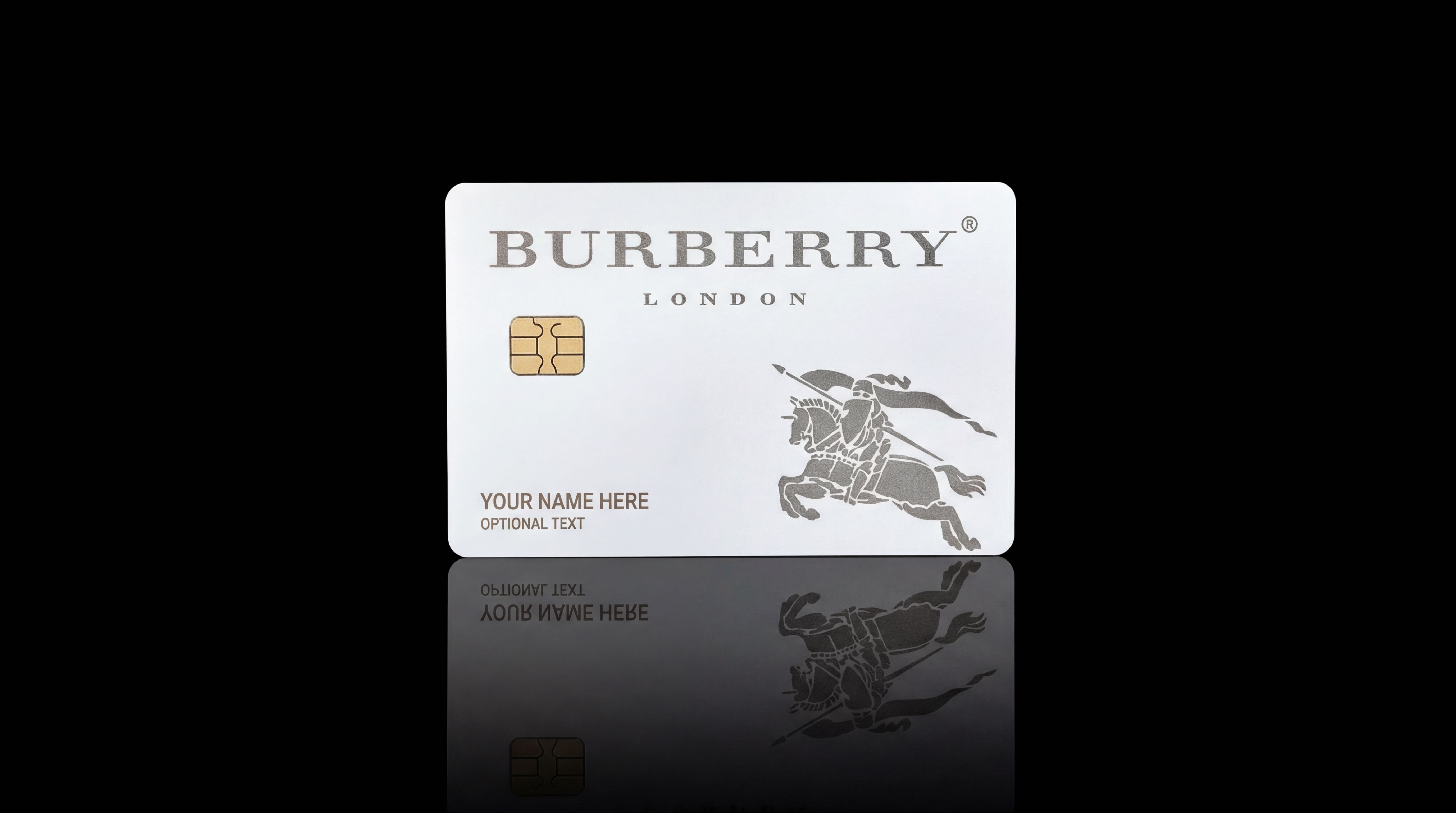 Burberry London white metal debit card