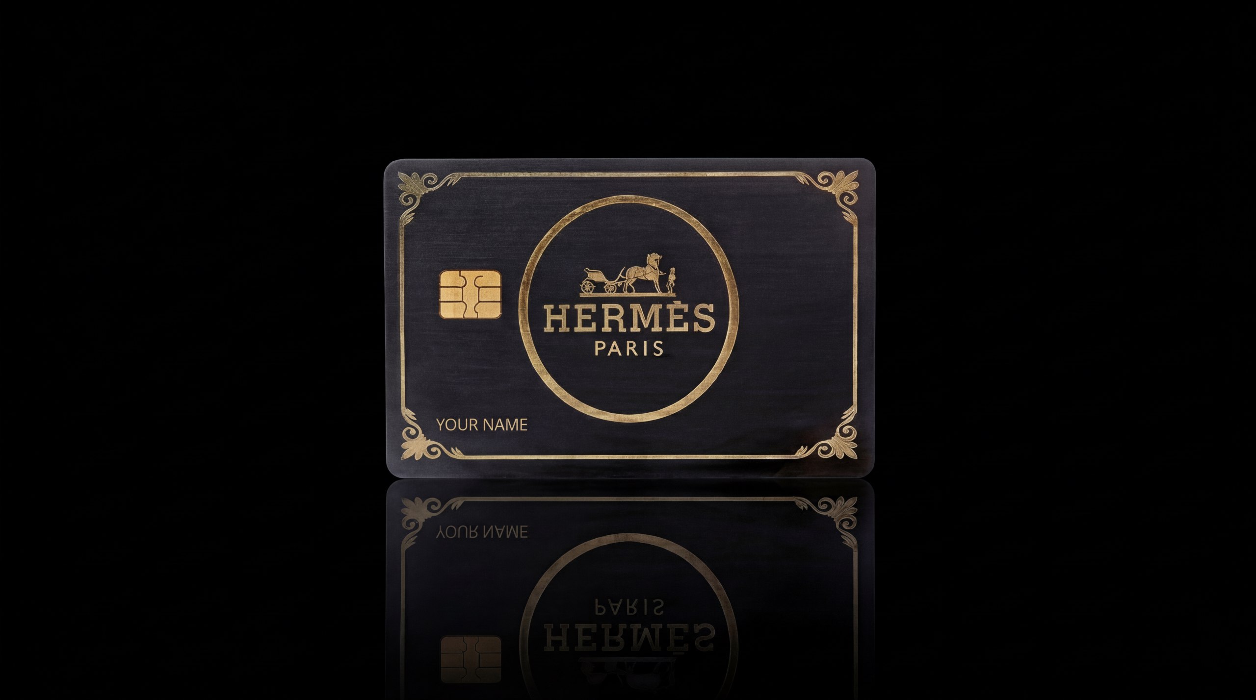 Hermes Paris gold luxury debit card