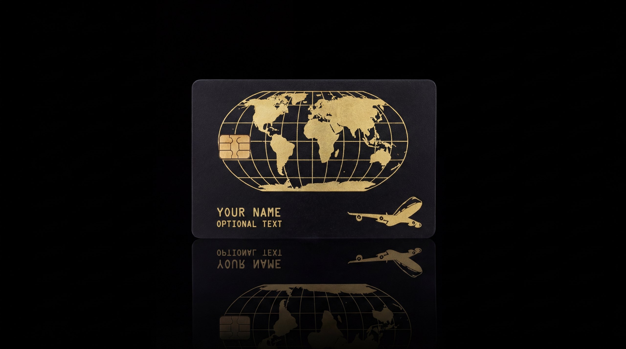 World traveler gold globe design metal debit card